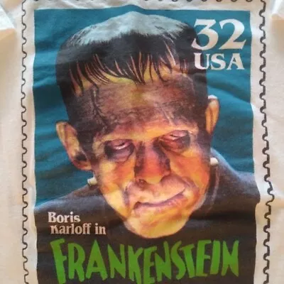Buy Deadstock Vintage Monsters Classic Stamps USPS Frankenstein Boris Karloff T-Shir • 23.67£