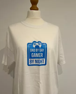 Buy Handmade Men's Dad By Day Gamer By Night T Shirt - Father's Day Gift Size L • 0.10£