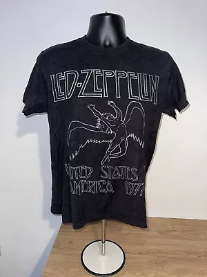 Buy Led Zeppelin T Shirt USA Tour 77 Official Mens Black Classic Rock Merch US 1977 • 19.99£