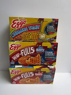 Buy Kelloggs 2003 Eggo Waf-fuls Toast Cereal Box X3 (Empty) Spider-Man T-Shirt Offer • 11.99£