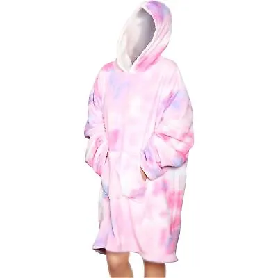 Buy Ladies Oversized Hoodie Tie Dye Pink Snuggle Warm Super Soft Fleece Blanket • 13.99£