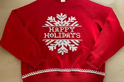 Buy H&M Christmas Sweatshirt Jumper HAPPY HOLIDAYS Size S Red • 12£
