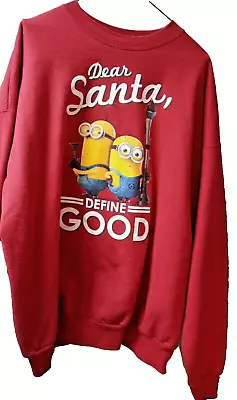 Buy Vintage Hanes Sweatshirt Minions Christmas Holiday Santa Women's Size 2XL Red • 22.64£
