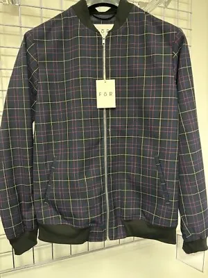 Buy BRAND NEW MENS Navy Multi Check Bomber Jacket WITH TAGS - MULTIPLE SIZES  • 22£