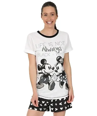 Buy Disney Minnie And Mickey Mouse Black And White Short Ladies Pyjamas Women  • 15.99£