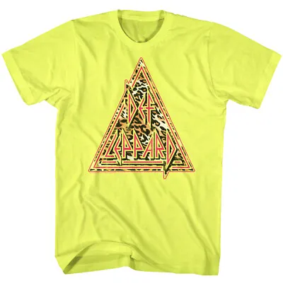 Buy Def Leppard Leopard Print Neon Yellow Men's T Shirt Metal Music Merch • 40.37£