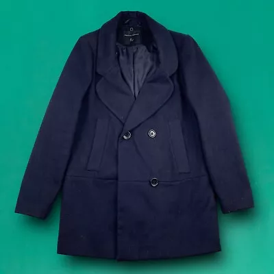 Buy Dorothy Perkins Button Up Pea Overcoat Jacket Coat Blue UK8 • 14.99£