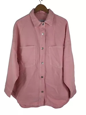 Buy Pink Denim Shirt Jacket, Primark Shacket, Relaxed Fit, Curved Hem Cotton Size 16 • 13.29£