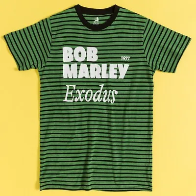 Buy Official Bob Marley Exodus '77 Green And Black Striped T-Shirt : S,M,L,XL,XXL • 19.99£