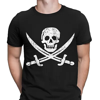 Buy Pirate Jolly Roger Distressed Horror Skull Skeleton Mens T-Shirts Tee Top #D • 9.99£