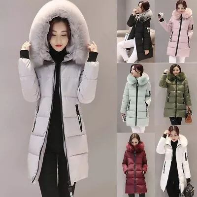 Buy Winter Women Warm Long Jacket Fur Hooded Parka Ladies Collar Outwear Coat • 30.89£