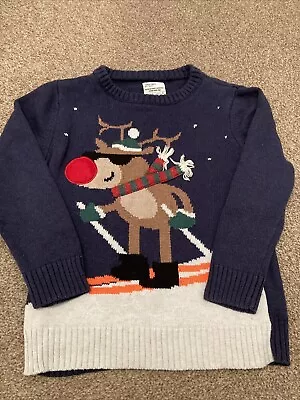 Buy Next Warm Blue Rudolph On Ski's Chistmas / Xmas Jumper Age 6 Years • 3£