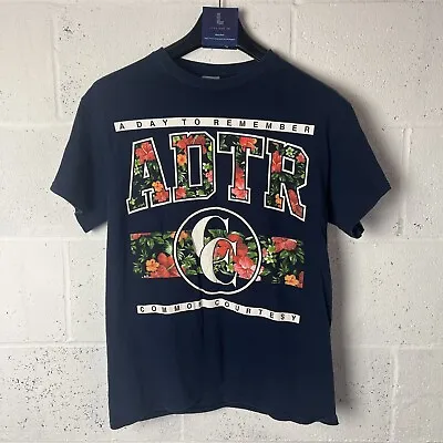Buy ADTR A Day To Remember Common Courtesy Navy Blue Floral T Shirt Medium • 19.99£