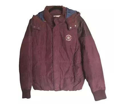Buy Converse All Stars Puffer Jacket Full Zip Hooded Burgundy Chuck Taylor Unisex M • 24.99£