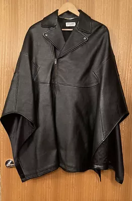 Buy Yves Saint Laurent YSL Black Leather Biker Cape Jacket RRP £3160 • 850£