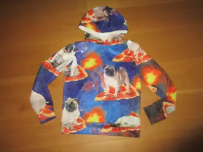 Buy Boys Childrens Pug & Pizza Hoodie Jumper Top, Size S Age 10 Years? • 3.99£