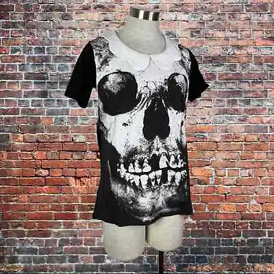 Buy Iron Fist Skull Loose Tooth Girly Tee With Collar XXL • 35.96£