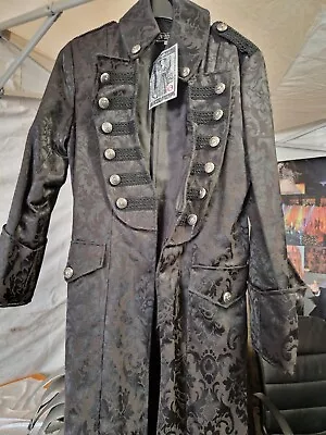 Buy Ladies / Mens Dark Star Black Steampunk Gothic Military Long Jacket S/M • 40£