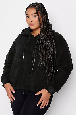 Buy Yours Curve Women's Plus Size Teddy Borg Cropped Fleece Hoodie • 27.99£