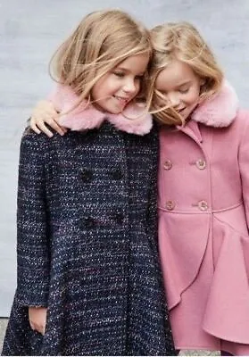 Buy Monsoon Tweed Faux Fur Girls Coat Cute School Kids Dress Jacket 3 - 14 Years • 34.99£