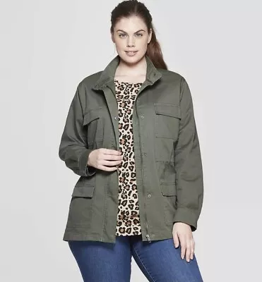 Buy Ava & Viv Utility Military Jacket Coat Womens Plus 1X Olive Army Green  • 18.94£
