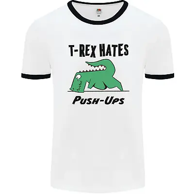 Buy T-Rex Hates Push Ups Funny Gym Dinosaurs Mens Ringer T-Shirt • 12.99£