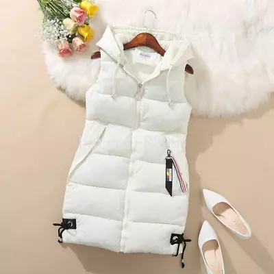 Buy Womens Ladies Hooded Long Line Puffer Gilet Jacket Padded Top Body Warmer Jacket • 17.99£