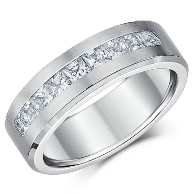 Buy 8mm Men's Titanium Engagement Ring Fine Brushed Matt Eternity Ring • 24.73£