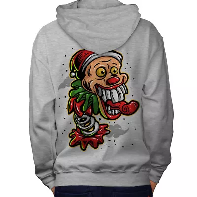 Buy Wellcoda Christmas Clown Mens Hoodie, Horror Design On The Jumpers Back • 25.99£