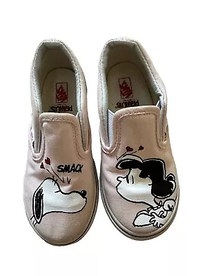 Buy Vans Peanuts Snoopy Lucy Lip Smack Canvas Slip On Shoes Kids Size10 • 8.85£