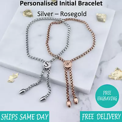 Buy Personalised Engraved Jewellery Friends Bracelet Silver Rose Gold Christmas Gift • 11.51£