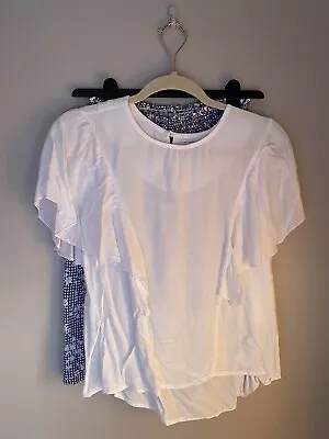 Buy Blue Espirit Skirt Size 8 And White Compania Fantastica Tshirt Size S • 22£