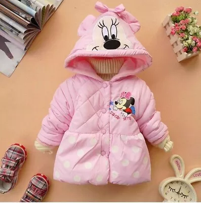 Buy Brand New Girls Minnie Mouse Puffer Jacket With Polka Dot Design 4 Colours • 6.99£