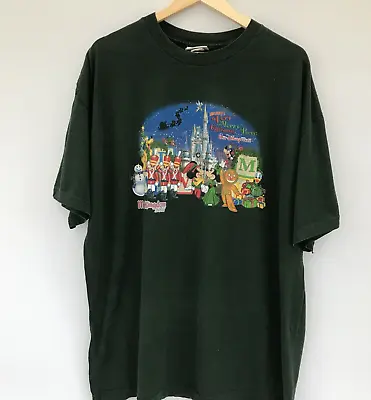 Buy WALT DISNEY World T Shirt XXXL Green Mickey Mouse & Friends Christmas 2007 • 16£