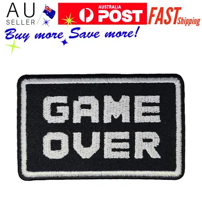 Buy GAME OVER Iron On Patch Rectangular Nintendo Xbox PlayStation 7×4.4×0.1cm(1.7g) • 4.65£