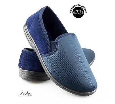 Buy Mens Faux Suede Slip On Cosy Comfy Indoor Twin Gusset Slippers Shoes Size • 13.95£