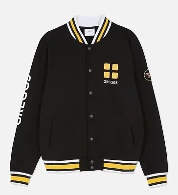 Buy Greggs X Primark Black Buttoned Varsity Jacket BNWT Limited Edition RRP £25.00 • 13.99£