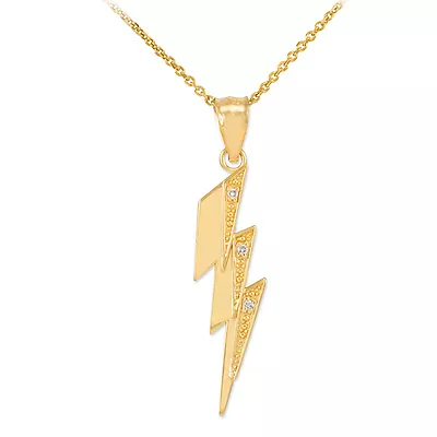 Buy Gold Thunderbolt Pendant Necklace With Diamonds • 159.65£