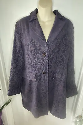 Buy Lecomte Le Comte Purple Jacquard Style Coat Jacket Size 16 Vintage Gothic Style • 22.99£