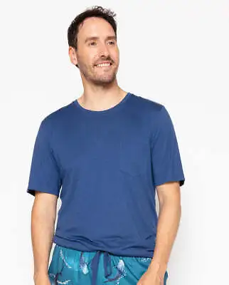 Buy Cyberjammies Sleep T-Shirt Modal Mens George Blue Jersey Super Soft • 8£