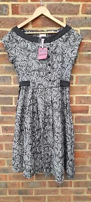 Buy Banned Apparel Swing Dress XL Grey-black Floral Print. Rockabilly Vtg 50s NWT • 18£