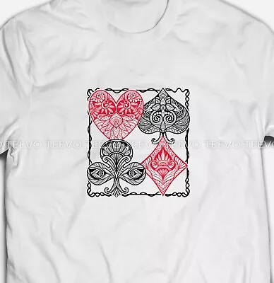 Buy Decorative Playing Card Suits Poker Casino 100% Cotton Unisex White T-shirt • 9.59£