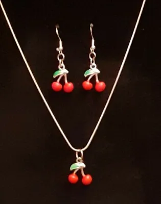 Buy  Rockabilly Style Cherries Pendant And Earrings Set • 12£