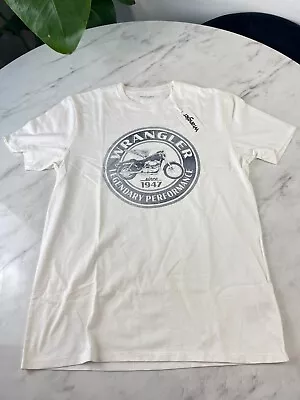 Buy Wrangler – Big Retro Americana Spellout Graphic T-shirt Tee Print White - M • 24.99£