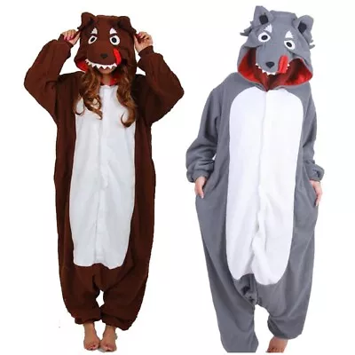 Buy Adult Wolf  Kigurumi Pajamas Halloween Cosplay Costume Sleepwear Hot • 32.39£