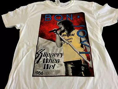 Buy BON JOVI Slippery When Wet Tour 1986/87 T SHIRT Large Mens New • 7.99£