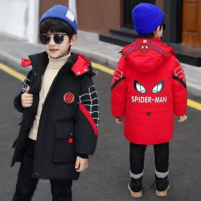 Buy For Kids Boys Spiderman Hooded Jacket Winter Coat Parka Outerwear UK 2023 • 20.99£