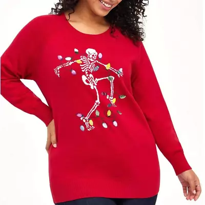Buy Torrid 5 (5X) Christmas Skeleton Punk Rock Gothic Holiday Sequin Lights Sweater • 38.09£