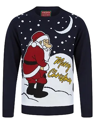 Buy Christmas Jumpers Novelty Funny Naughty Knit Xmas Snow Writing Ink Blue • 9.99£