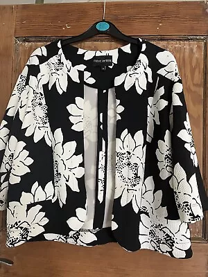 Buy Next Floral Black And White Edge To Edge Smart Jacket Size 14 Petite • 8.99£